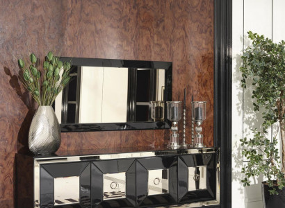 Complete e Sideboard Sideboard Wardrobe Mirror Set Black Wood Luxury